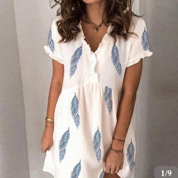 Go Your Own Way Feather Print Dress - Picture 1 of 4